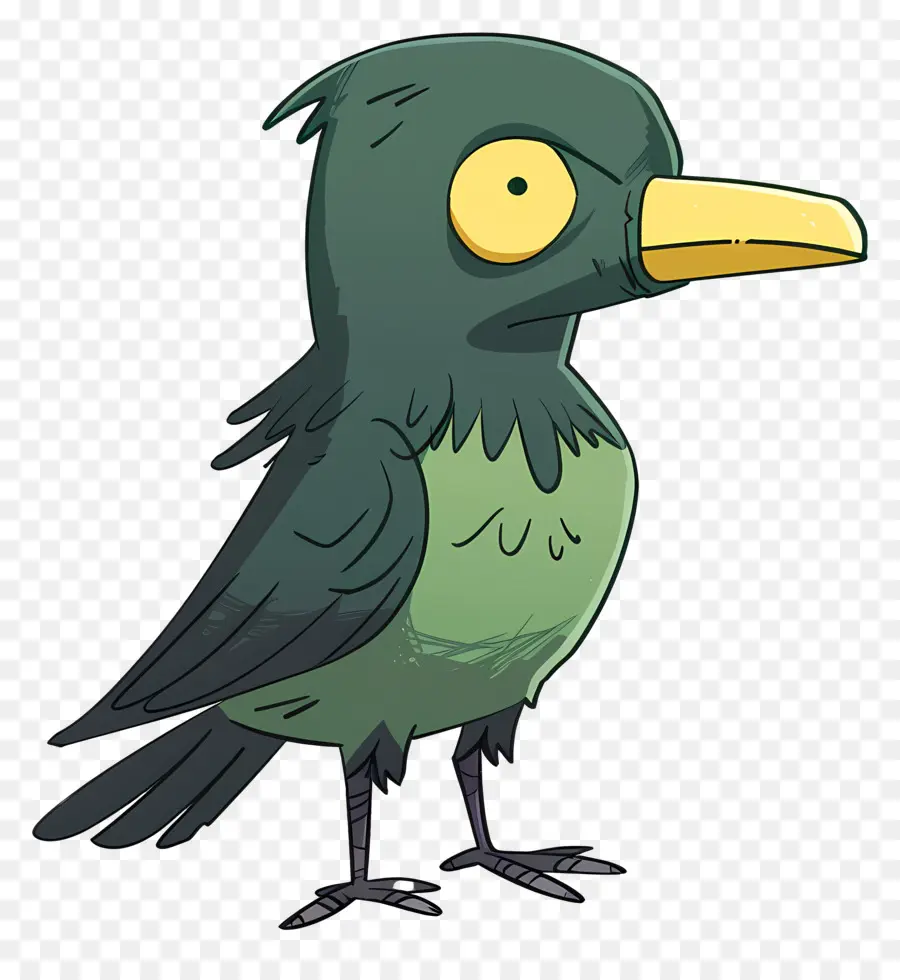 Karikatür Karga，Yeşil Kuş PNG