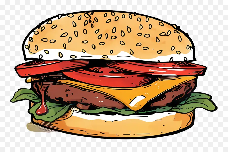 Karikatür Burger，Hamburger PNG