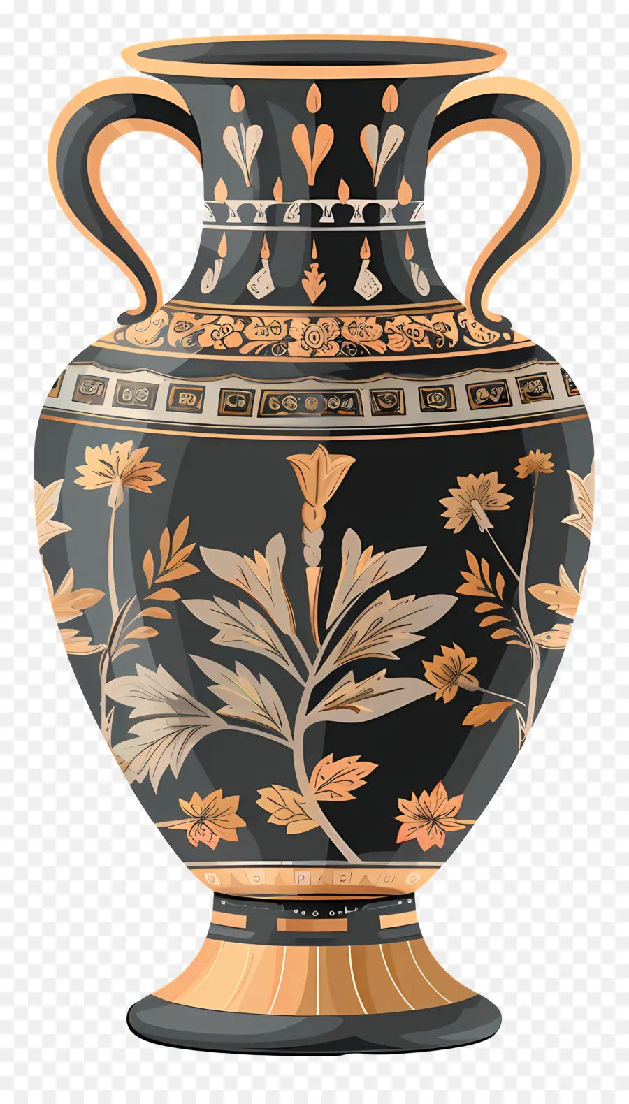 Antika Vazo，Siyah Ve Altın Vazo PNG
