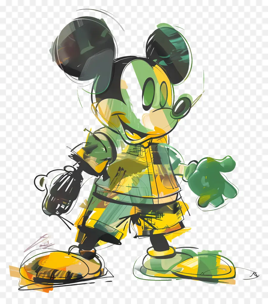 Mickey Fare，Yeşil Gömlek PNG