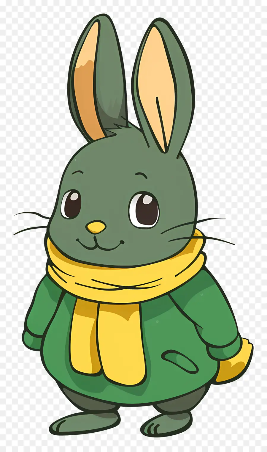 Karikatür Tavşan，Yeşil Ceket PNG