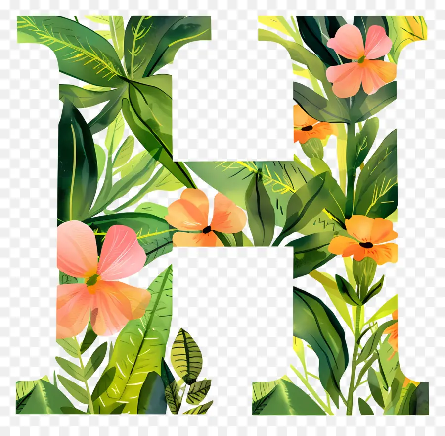 Mektup H，Yeşil Bitki PNG
