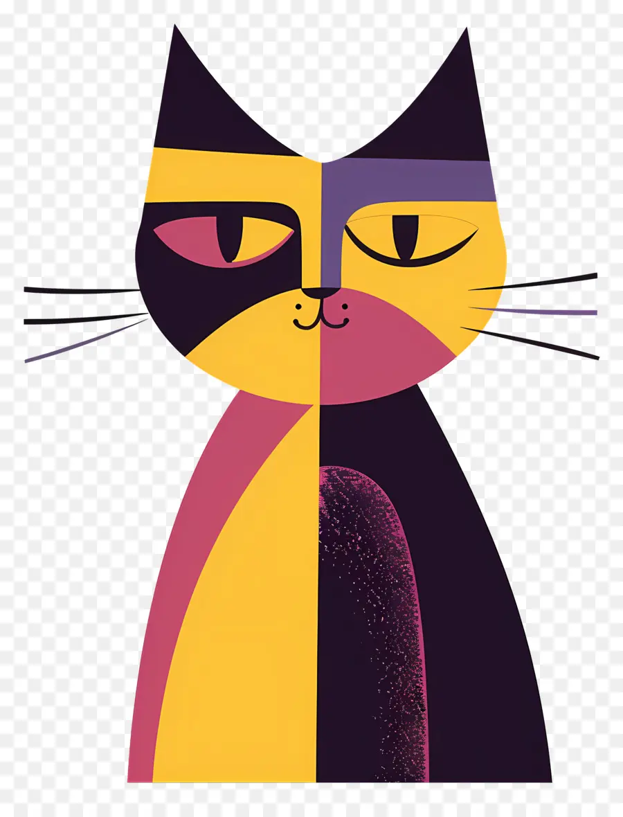 Karikatür Kedi，Geometrik Kedi PNG