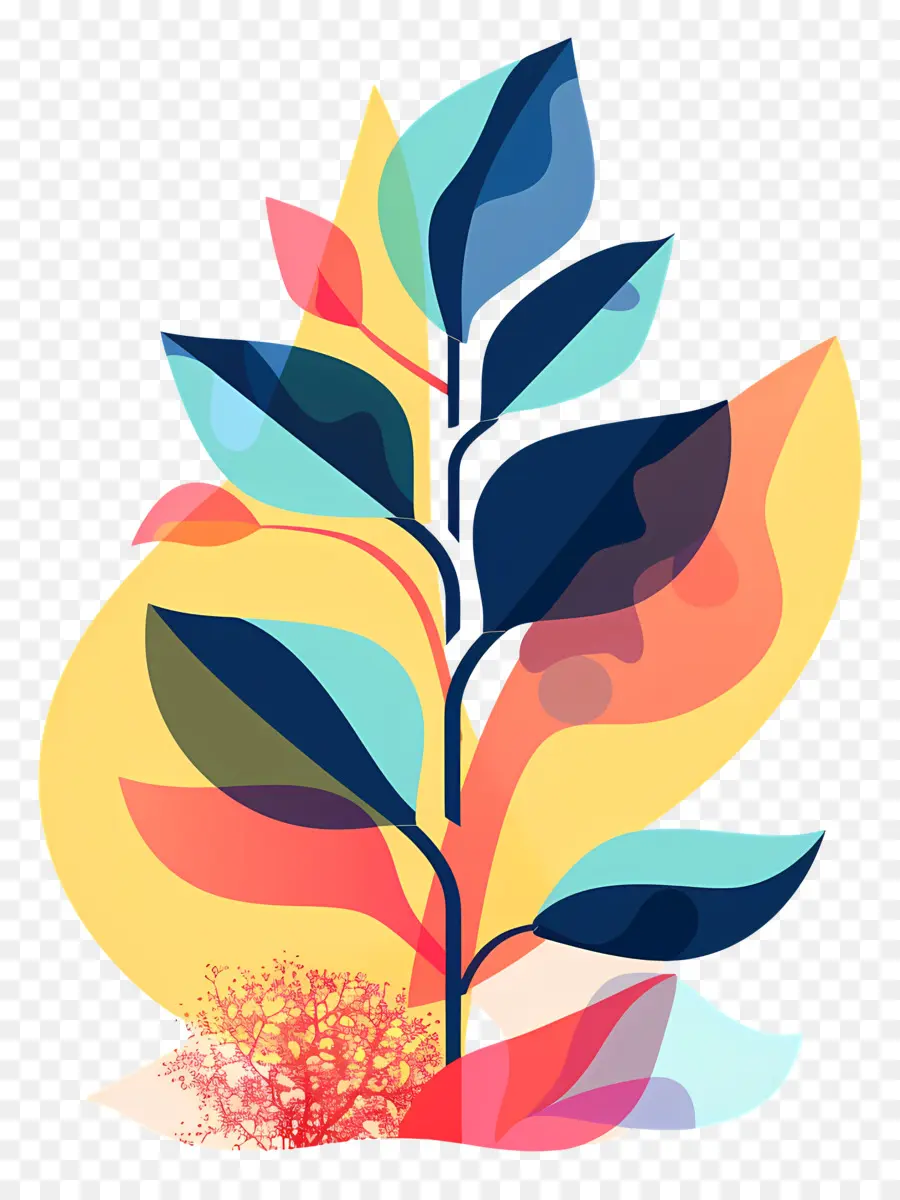 Bitki Siluet，Renkli Yaprakları PNG