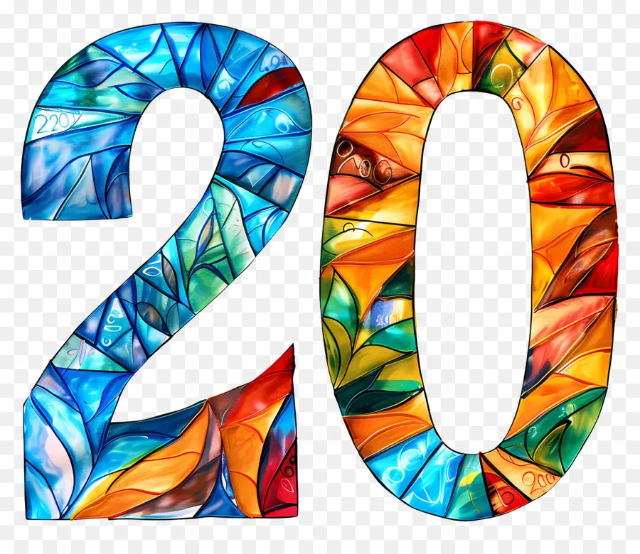 20 Numara，Renkli Sayı 20 PNG