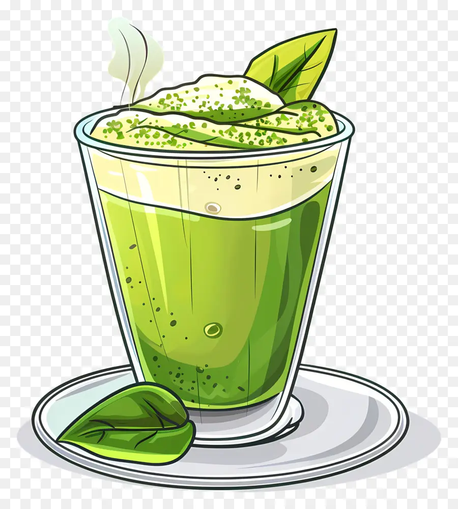 Matcha çay，Yeşil Smoothie PNG