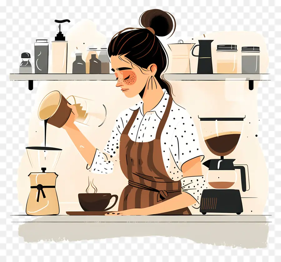 Barista Kız Kahve Yapıyor，Barista PNG