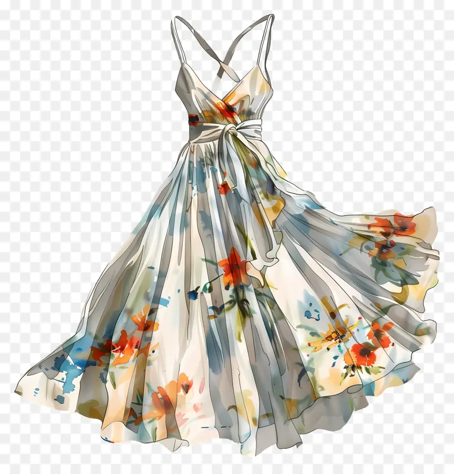 Yaz Elbise，çiçek Baskı PNG