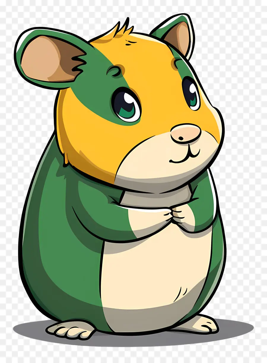 Karikatür Hamster，Yeşil Ve Sarı PNG