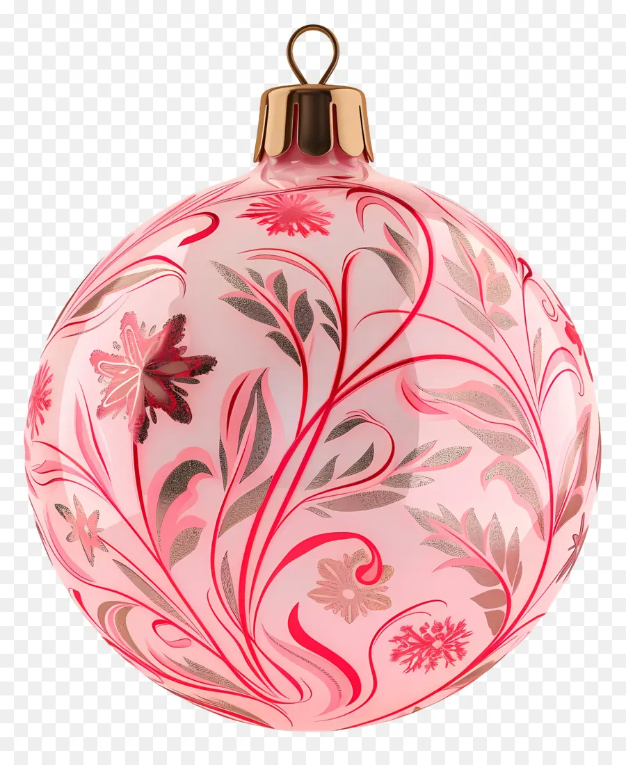 Pembe Noel Süsü，Pembe Cam Top PNG