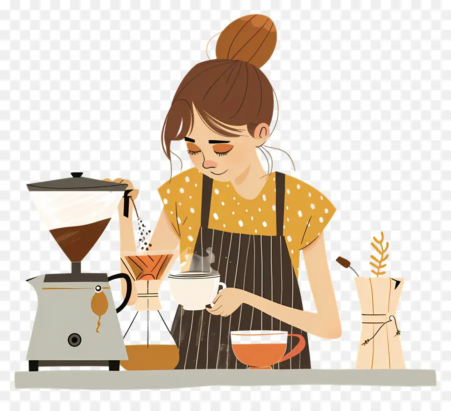 Barista Kız Kahve Yapıyor，Barista PNG