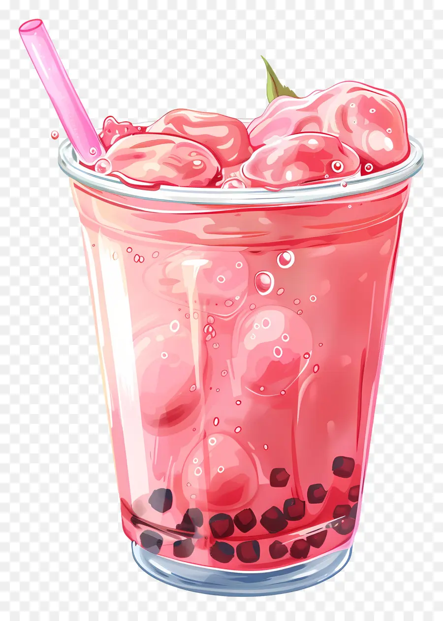 Pembe Boba Çayı，Pembe Içecek PNG