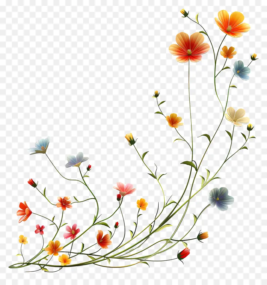 Çiçek Zincirleri，Renkli çiçekler PNG