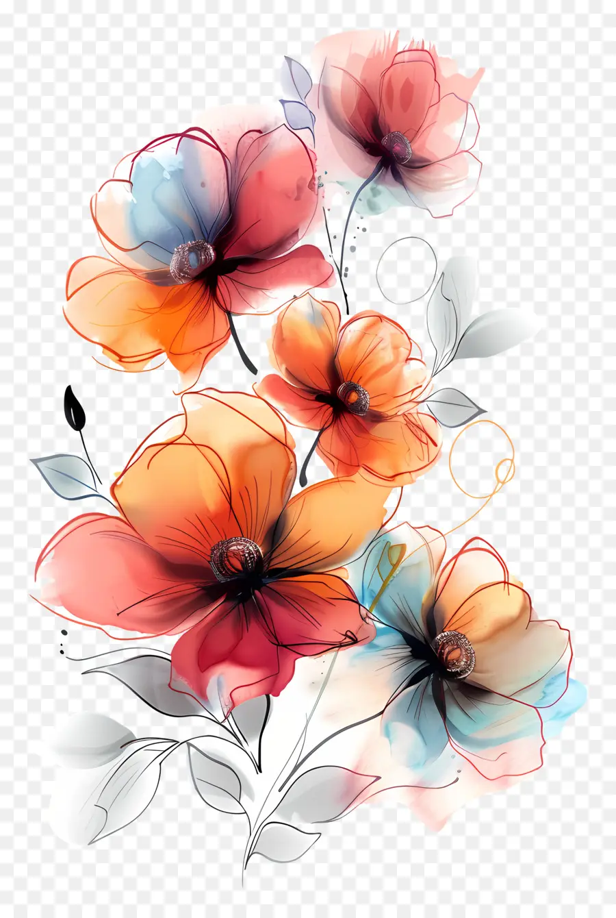 çiçek Zincirleri，Dijital Sanat Eseri PNG