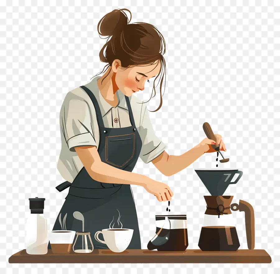 Barista Kız Kahve Yapıyor，Barista PNG