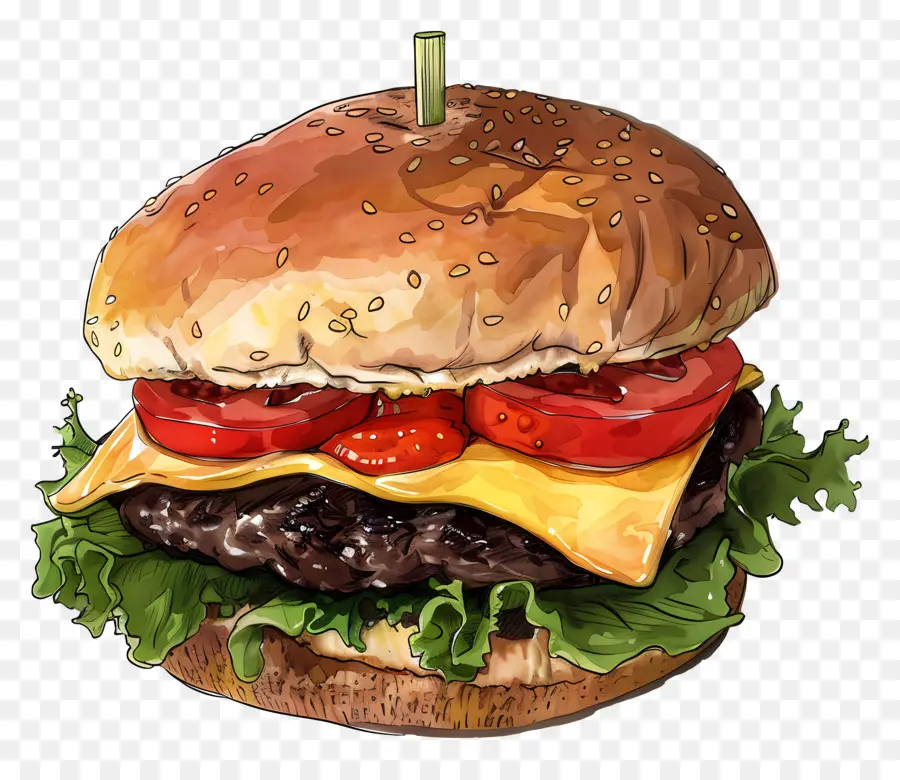 çizburger，Suluboya Resim PNG