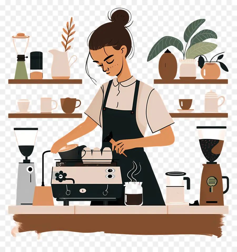 Barista Kız Kahve Yapıyor，Barista PNG