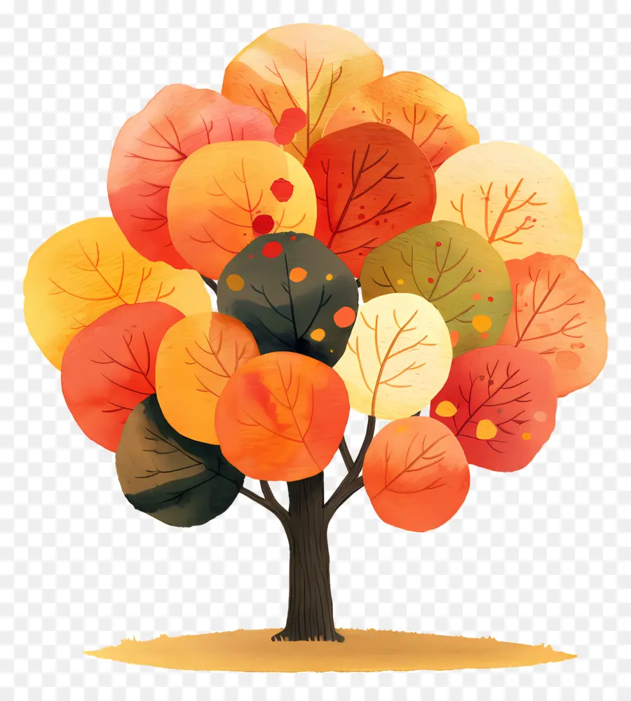 Karikatür Ağaç，Sonbahar Yaprakları PNG
