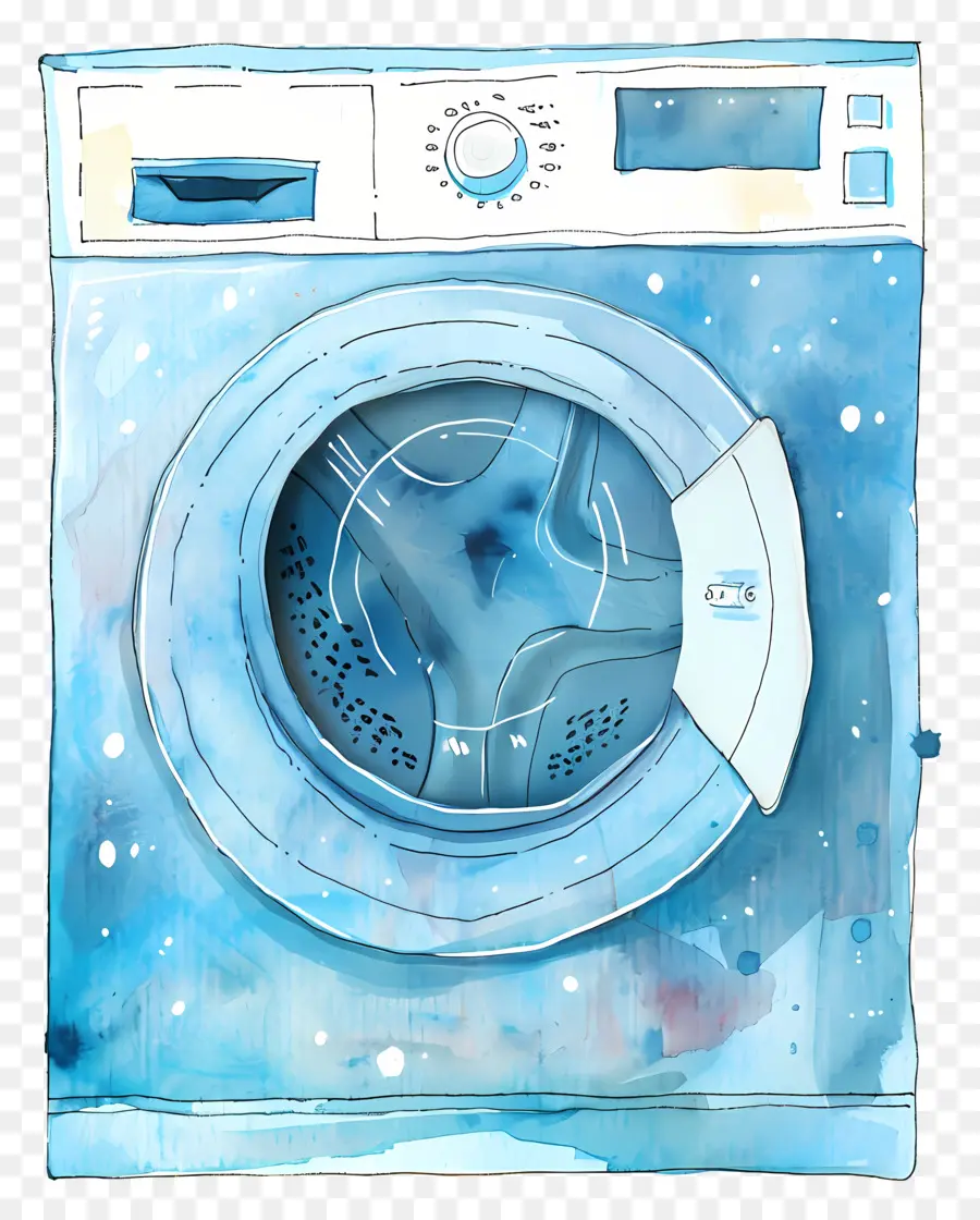 çamaşır Makinesi，Suluboya Illüstrasyon PNG