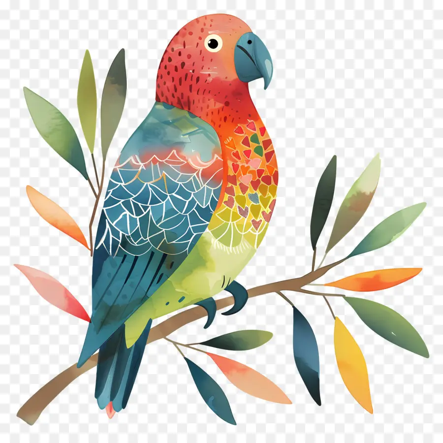 Papağan，Ağaç Dalı PNG