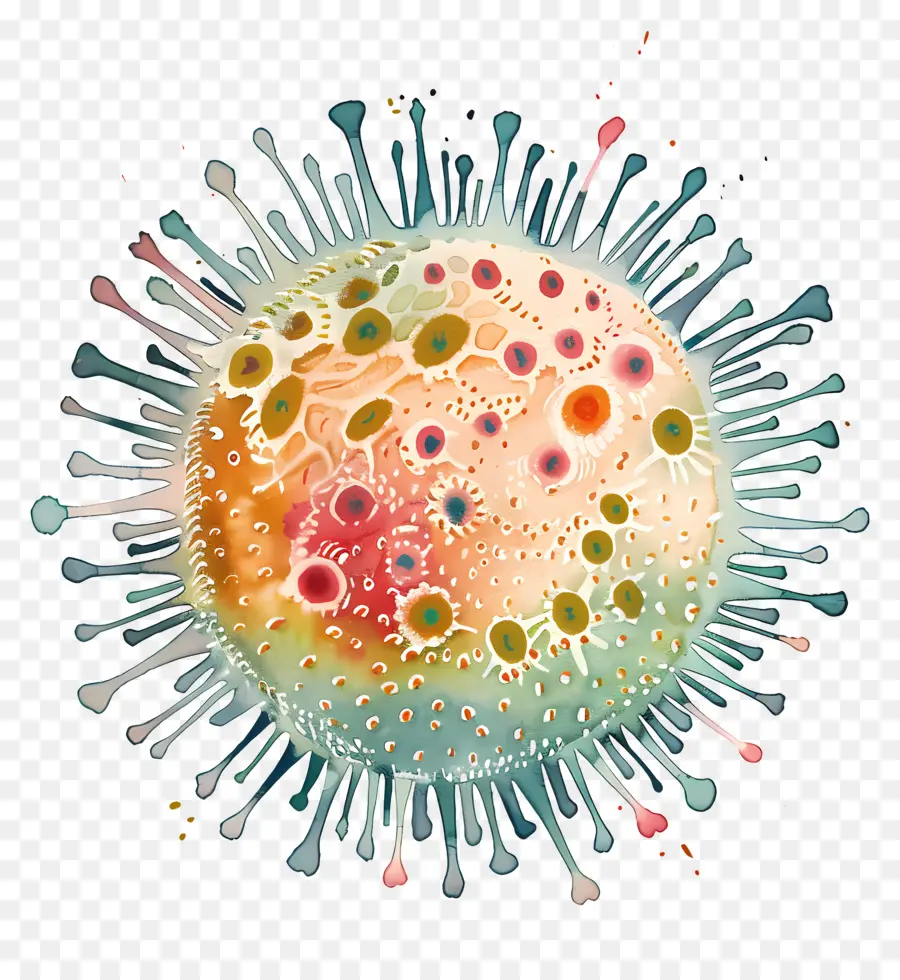 Virüs，Suluboya Illüstrasyon PNG