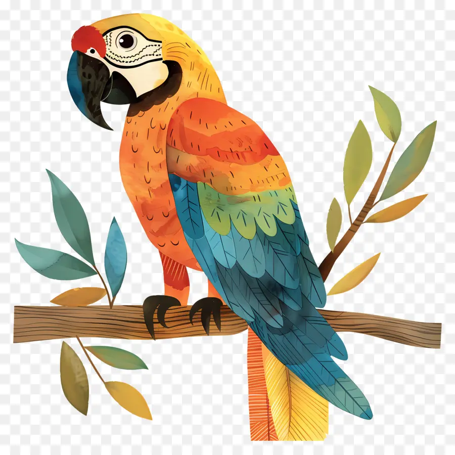 Papağan，Suluboya Illüstrasyon PNG