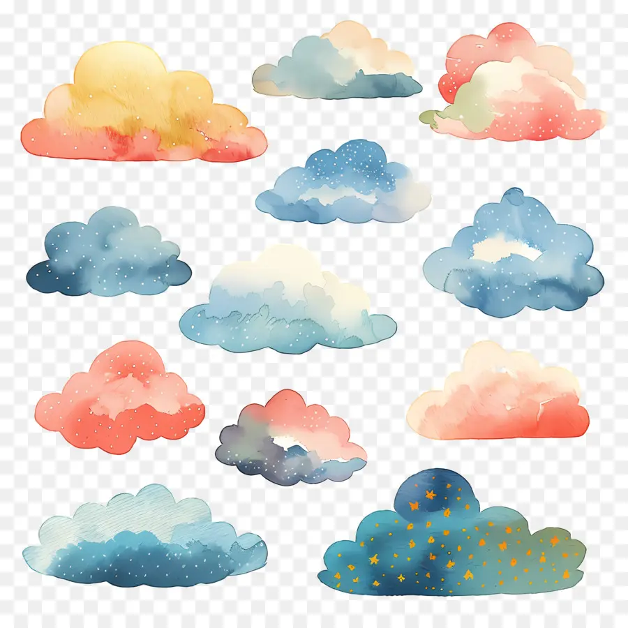 Bulut，Suluboya Bulutlar PNG