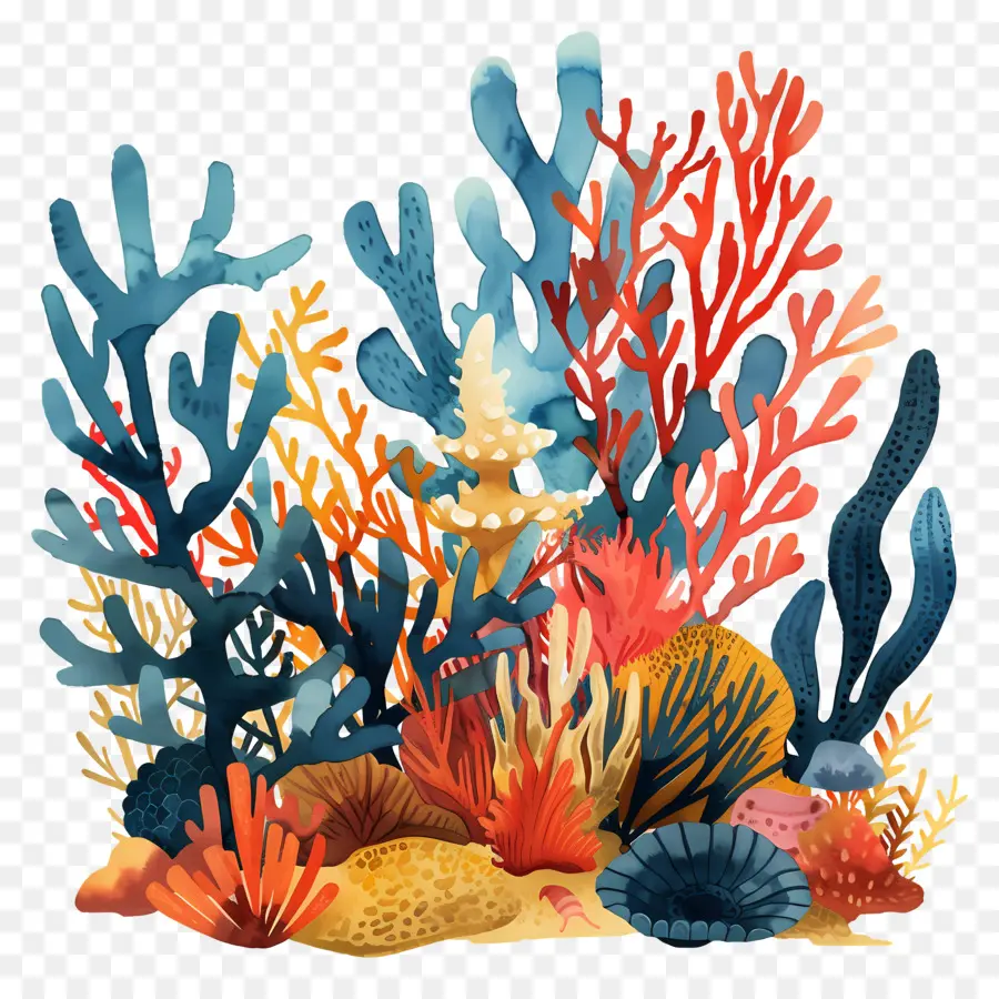 Mercan Resifi，Renkli Balık PNG