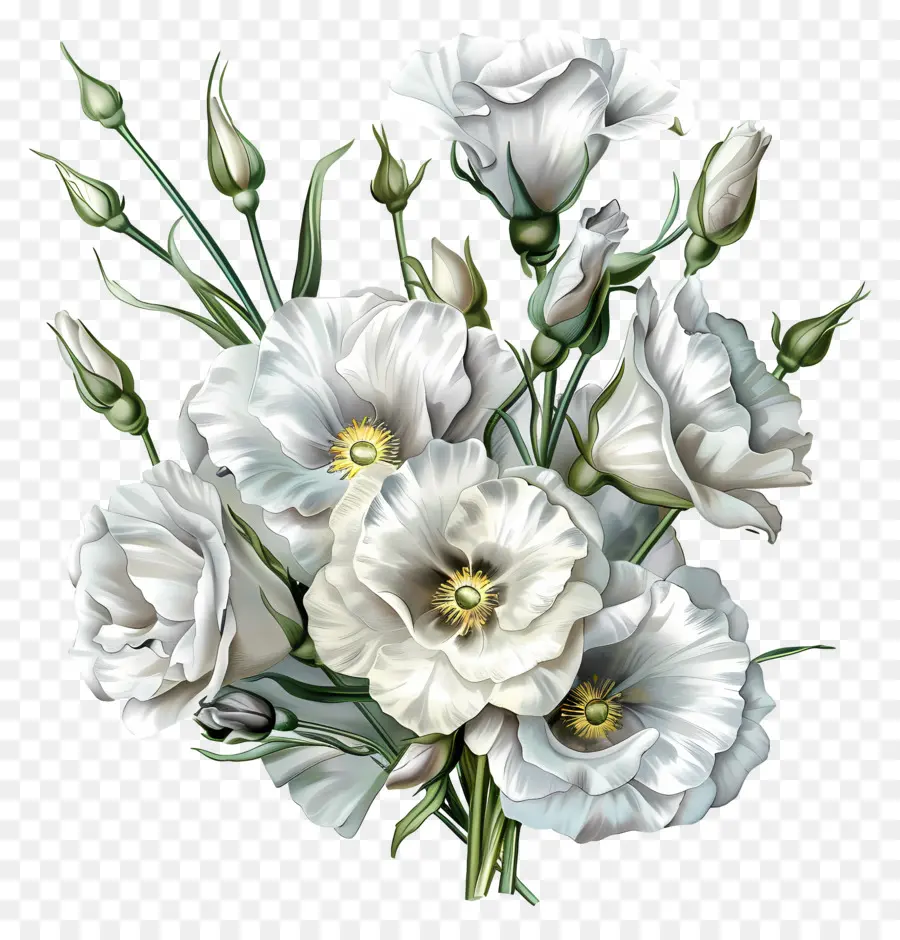 Eustoma çiçeği，Beyaz çiçekler PNG