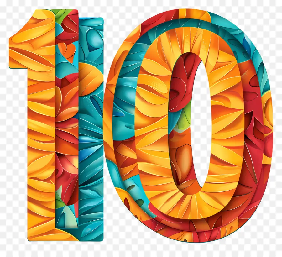 10 Numara，Renkli Sayı 10 PNG