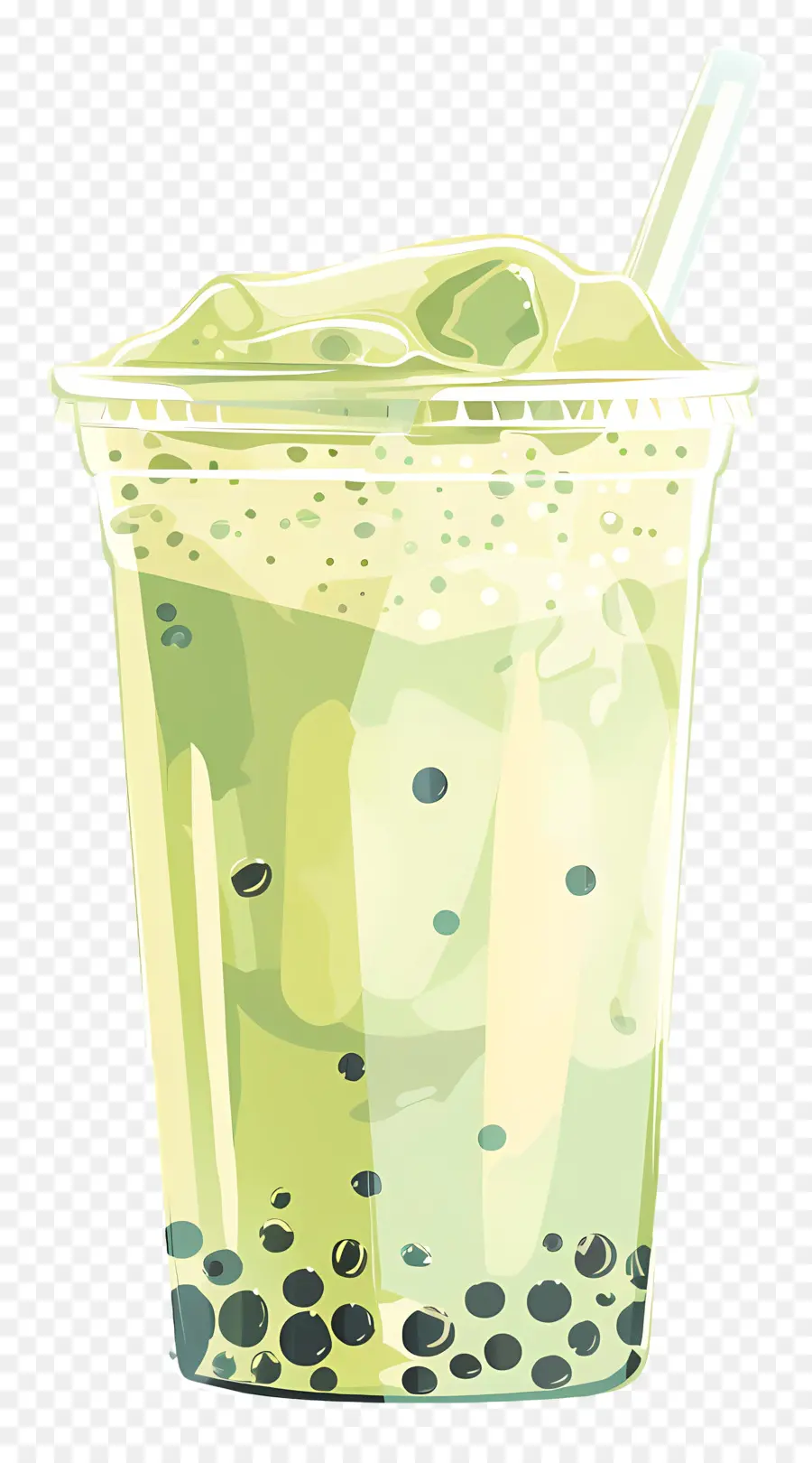 Matcha Kabarcık çayı，Plastik Bardak PNG