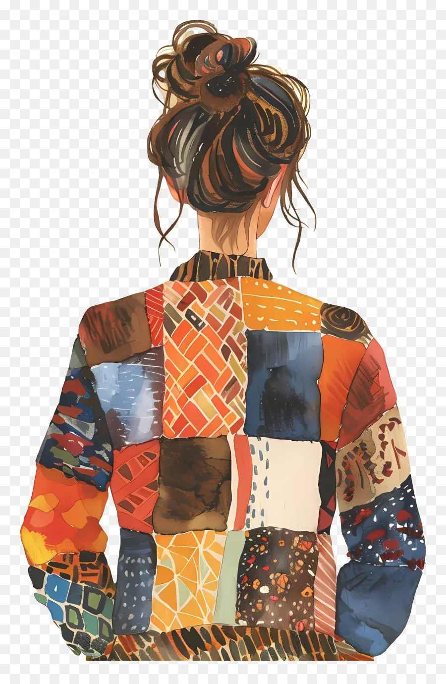 Moda Kadın，Patchwork Ceket PNG