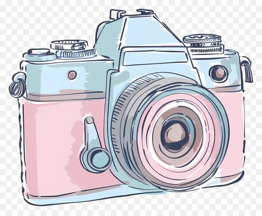 Doodle Kamera，Vintage Fotoğraf Makinesi PNG