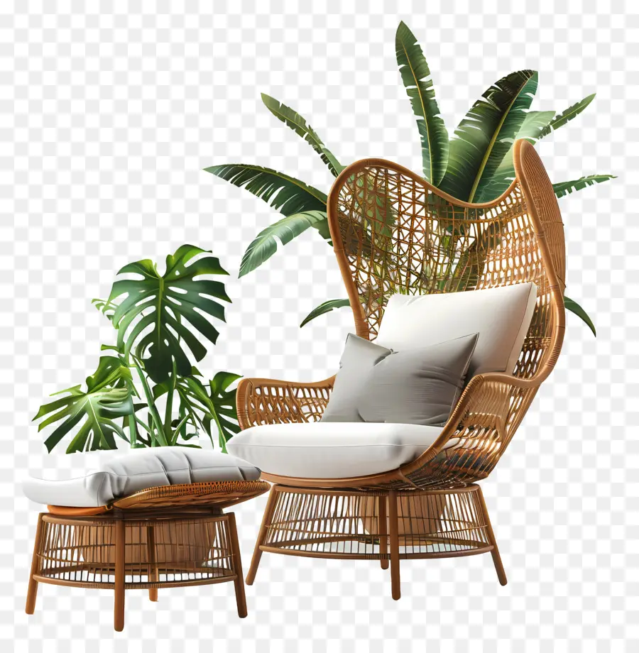 Rattan Sandalye，Etli Bitki PNG