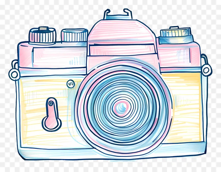 Doodle Kamera，Vintage Fotoğraf Makinesi PNG