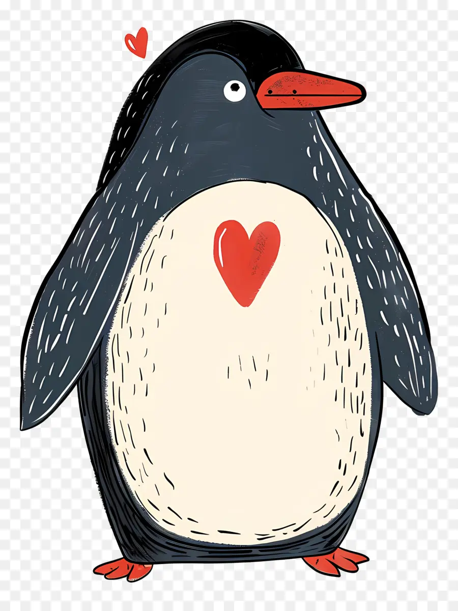 Karikatür Penguen，Kalp PNG