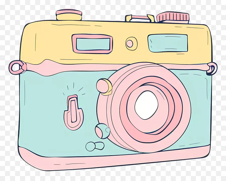 Doodle Kamera，Vintage Fotoğraf Makinesi PNG