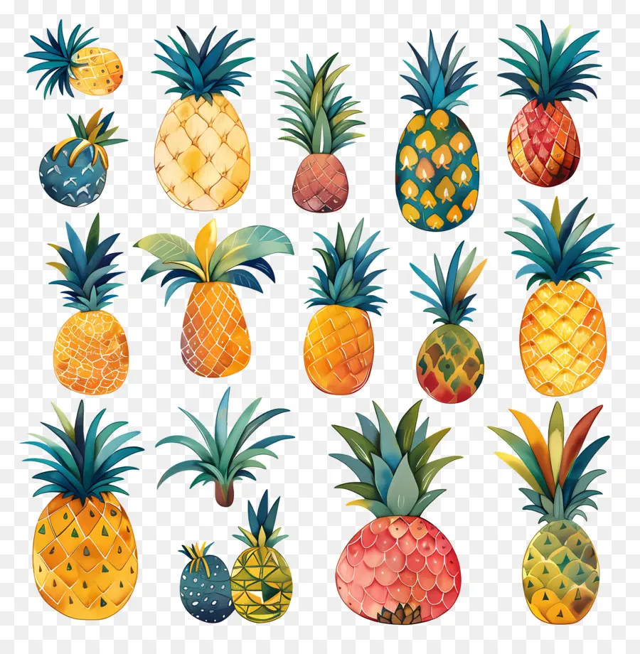 Ananas，Renkli Ananaslar PNG