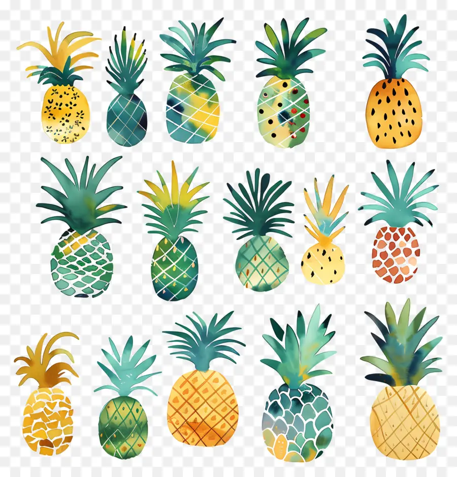 Ananas，Renkli Ananaslar PNG