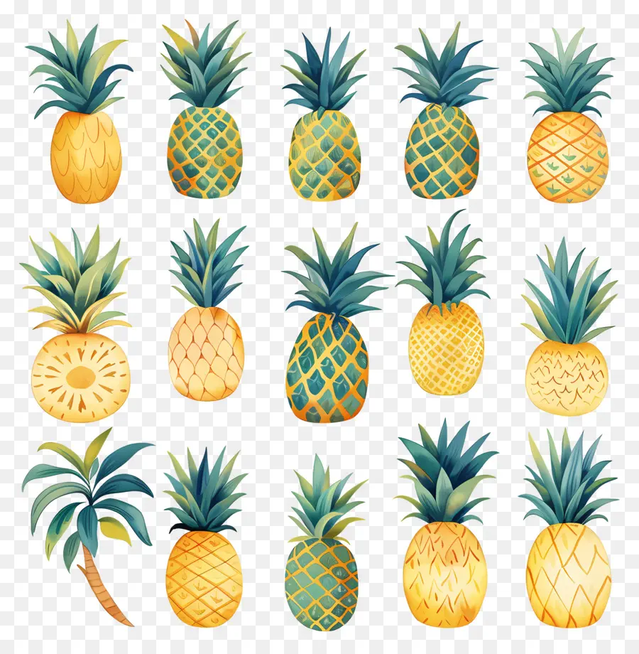 Ananas，Renkli Ananaslar PNG