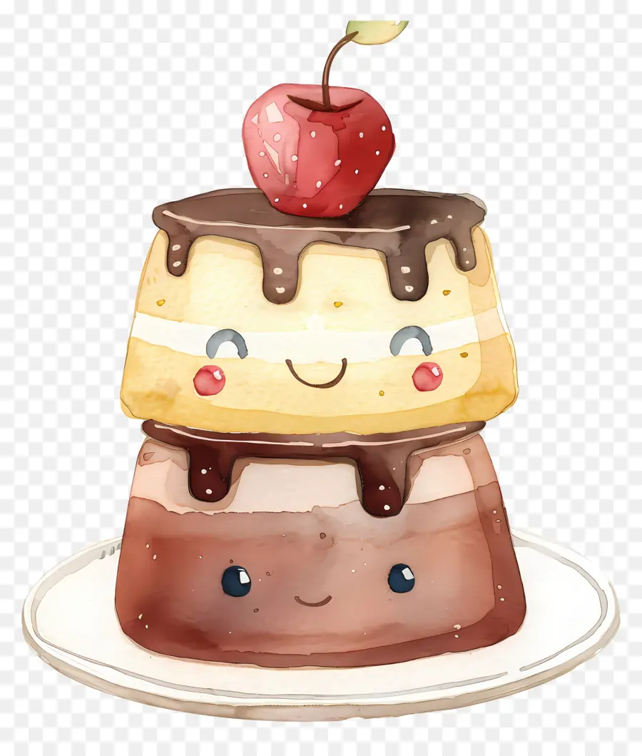 Kawaii Puding，çikolatalı Pasta PNG