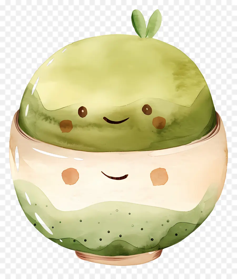 Kawaii Puding，Yeşil Bitki PNG