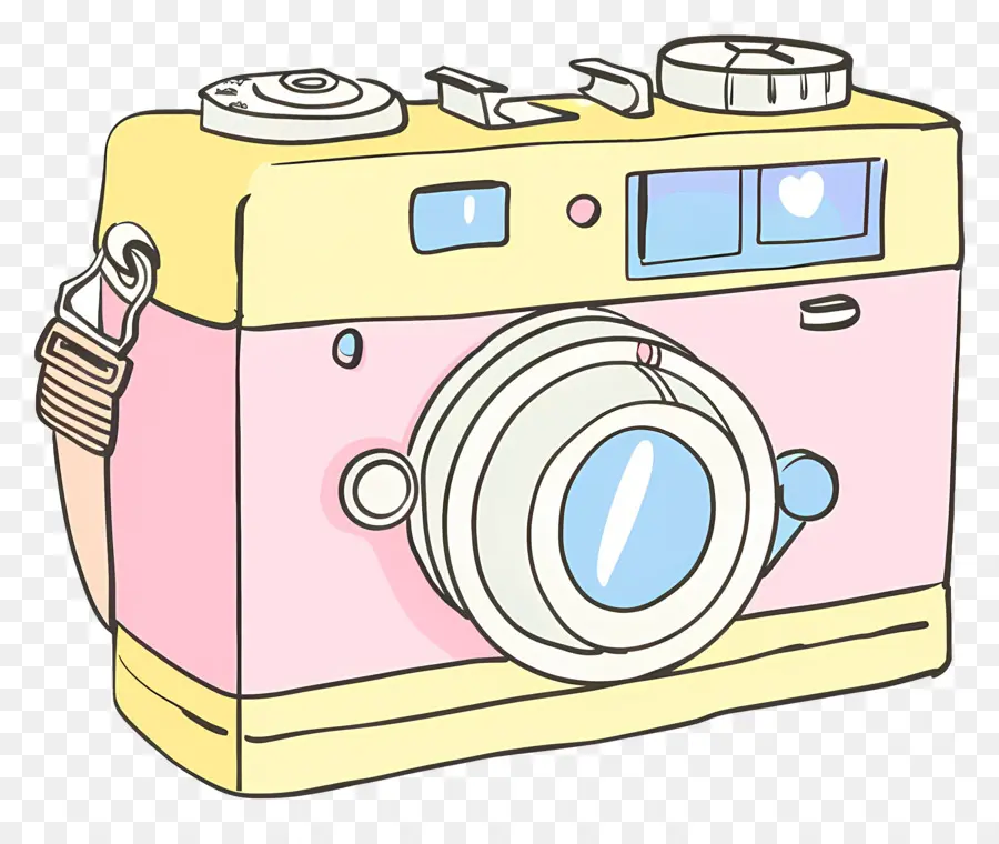 Doodle Kamera，Vintage Fotoğraf Makinesi PNG