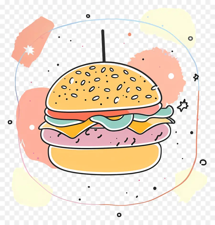 Doodle Burger，Soyut Gıda Sanatı PNG