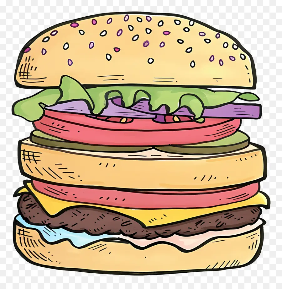 Doodle Burger，Hamburger PNG