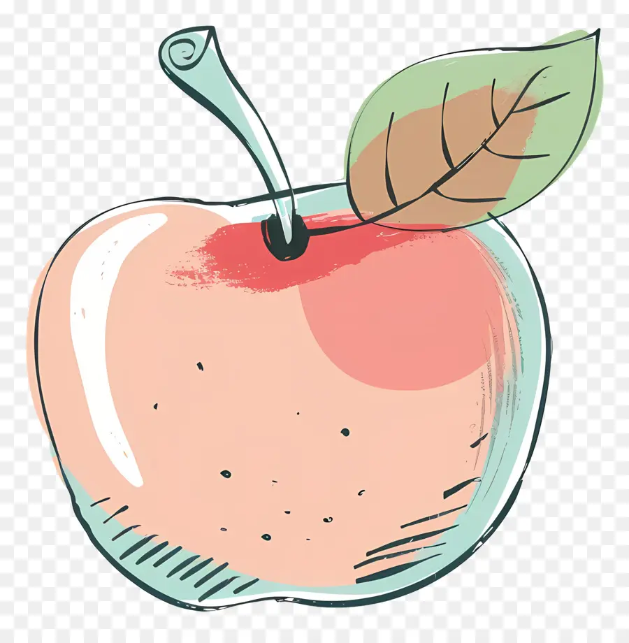 Doodle Elma，Apple Çizim PNG