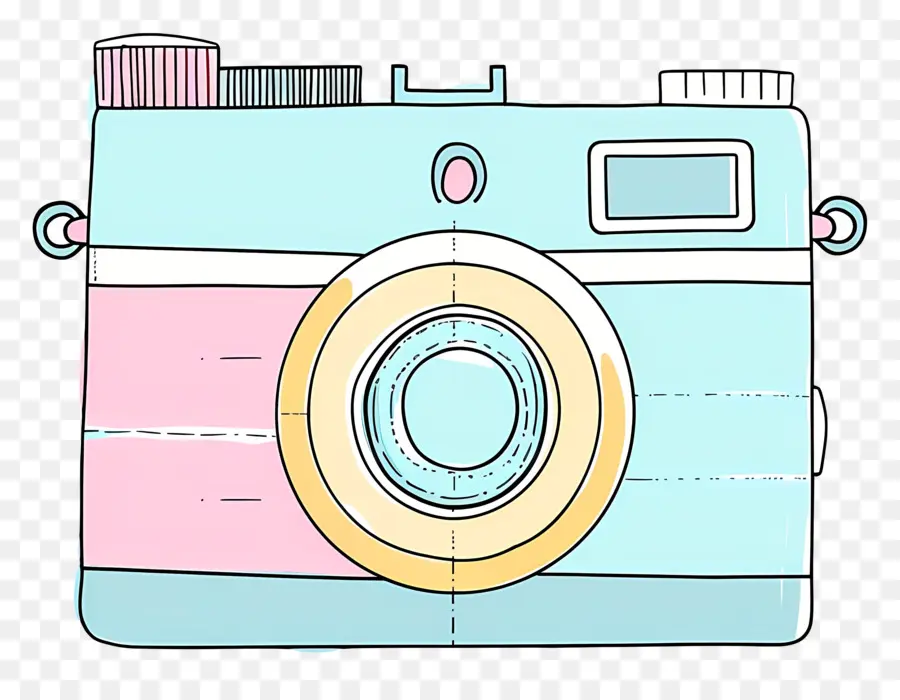 Doodle Kamera，Vintage Fotoğraf Makinesi PNG