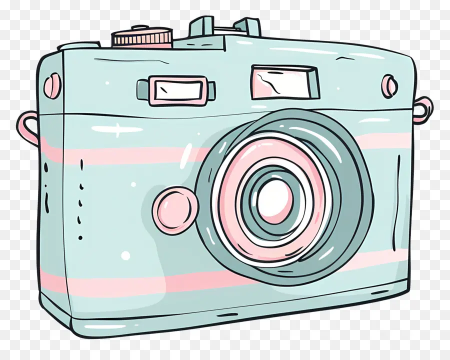 Doodle Kamera，Vintage Fotoğraf Makinesi PNG