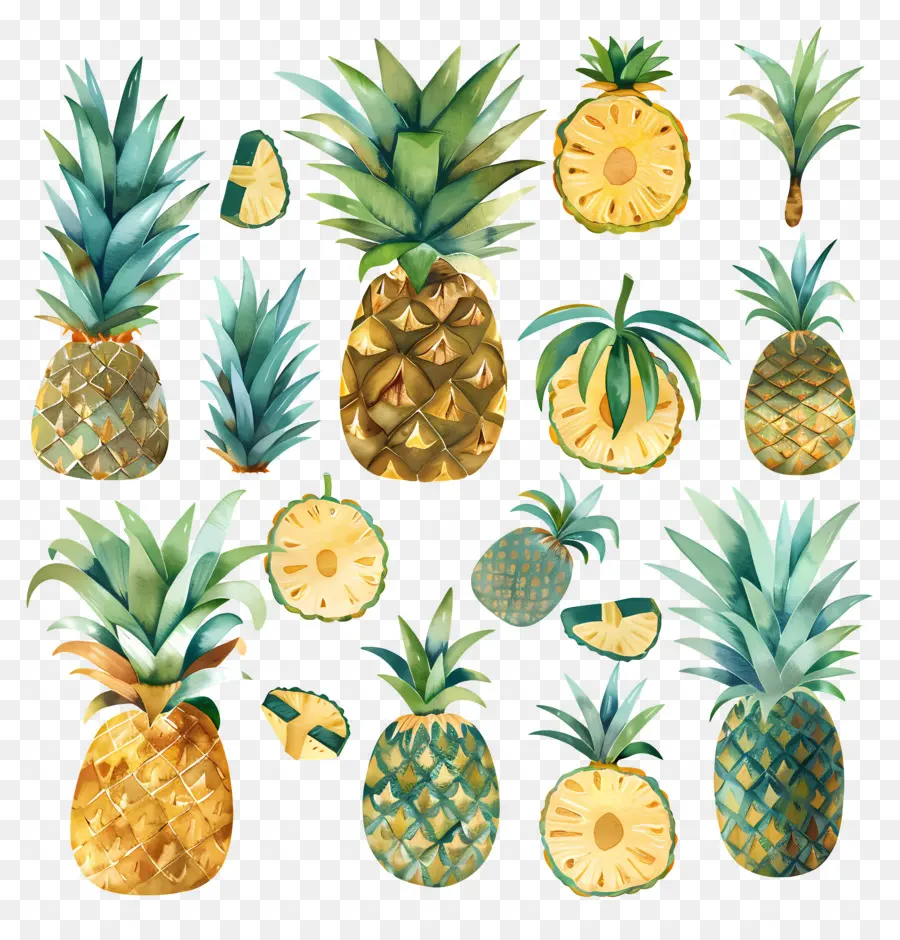 Ananas，Renkli Ananaslar PNG