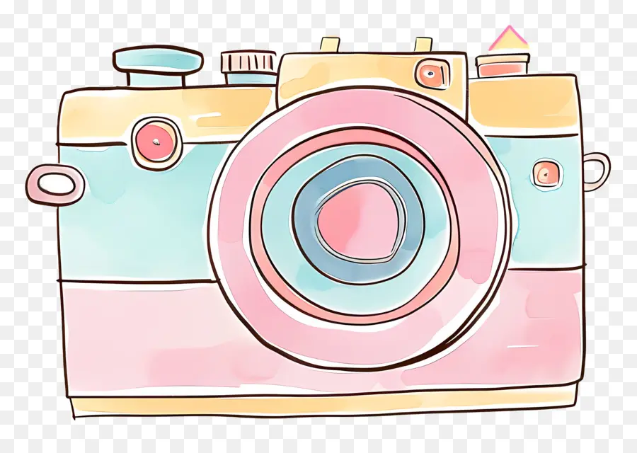 Doodle Kamera，Vintage Fotoğraf Makinesi PNG